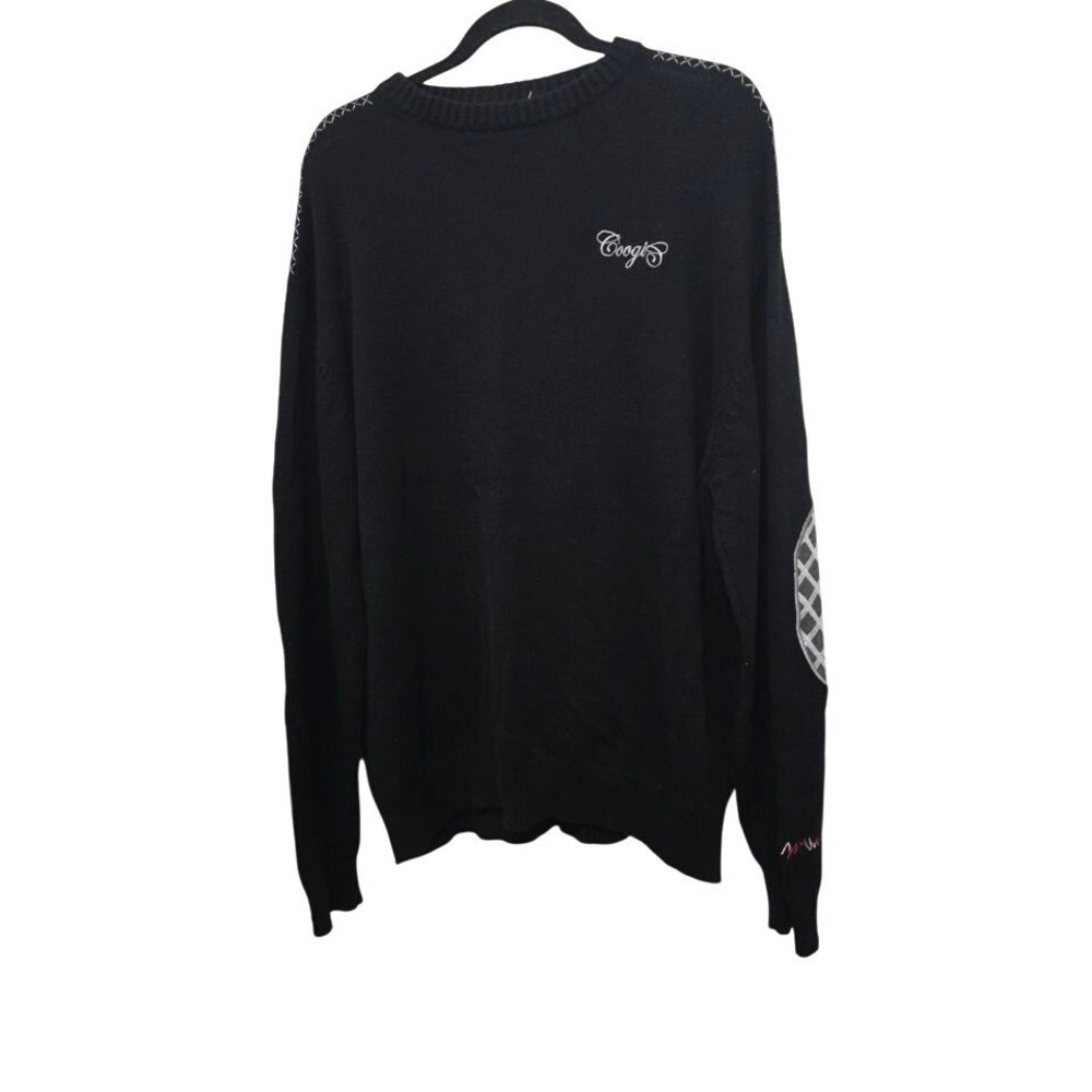 VTG Coogi Men's XXL Y2k 90s Black Crewneck Sweater Embroidered Patterned Elbow P